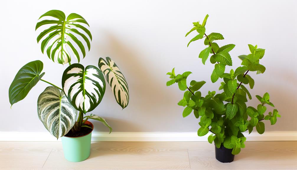 comparing monstera and mint