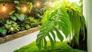 large monstera adansonii climbing