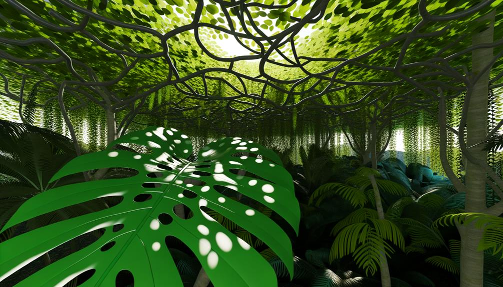 lush tropical monstera environment