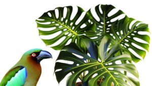 monstera deliciosa and birds