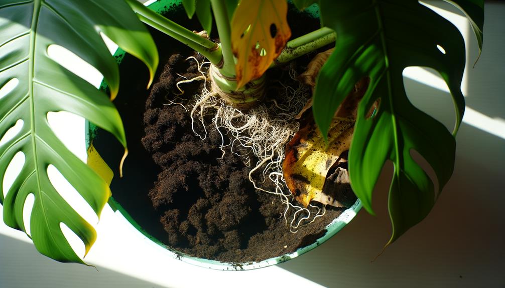 yellow monstera leaves post repotting